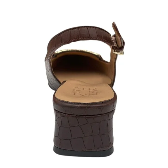 Naturalizer Womens Lindsey Leather Shoes Size 8 Brown Slingback Low Block Heel - Picture 6 of 10